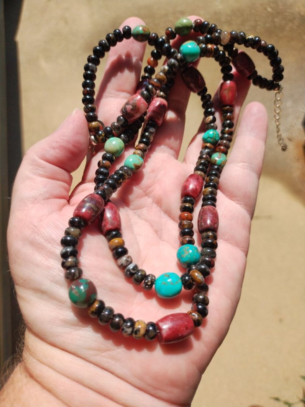 Jay King 925 Sterling Silver 2-Strand Multi-Gemstone Turquoise Thulite Necklace